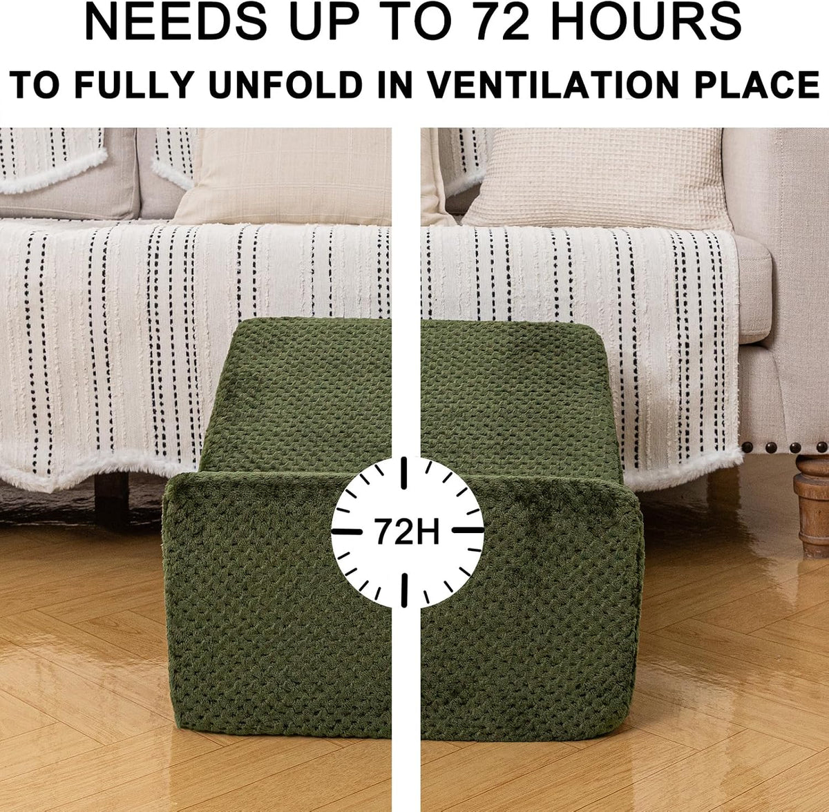 All-in-One Foam Pouf Ottoman with Washable Cover – Versatile Relaxation Stool, Floor Pouf for Couch & Under-Desk Foot Rest for Living Room,Bedroom (Green, 18x18x14 Inches)