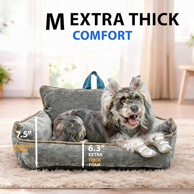 Medium Bed Dog,Calming Dog Bed,Dog Bed Medium Size Dog,Waterproof,M(23.5"x15.5"x13.5")