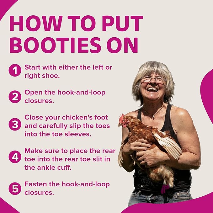 Chicken Shoes for Injured Feet – Protective Neoprene Footwear for Chicken, Open-Toe Design for Bumblefoot Relief, Made in USA - Standard, 3" Max. Inside Width, Pink