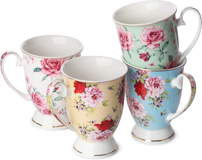 BTaT- Large Coffee Mugs, 12 oz, Floral Mugs