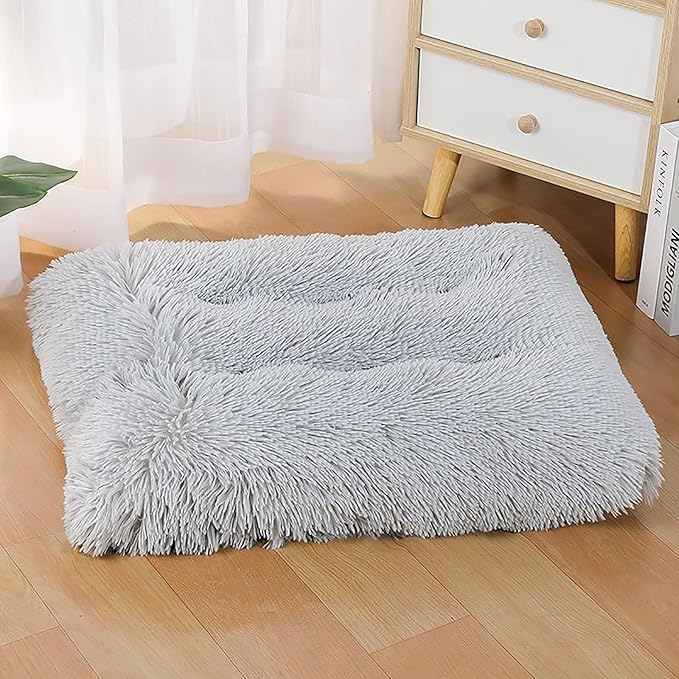 Dog Crate Mat, Dog Bed for Large Dogs, Comfy Fluffy Kennel Pad Anti-Slip for Dog beds & Furniture, Quilted Dog Bed for Pets for Medium/Small Dogs Cats (Color : Gray 2, Size : 16.9x11)