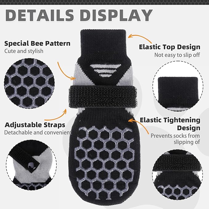 KOOLTAIL Dog Socks for Hot Pavement, Summer Breathable Dog Socks to Prevent Licking Paws, Non Slip Pet Boots& Paw Protectors for Hardwood Floor,Grippy Shoes for Small Medium Large Senior Dogs,Black XS