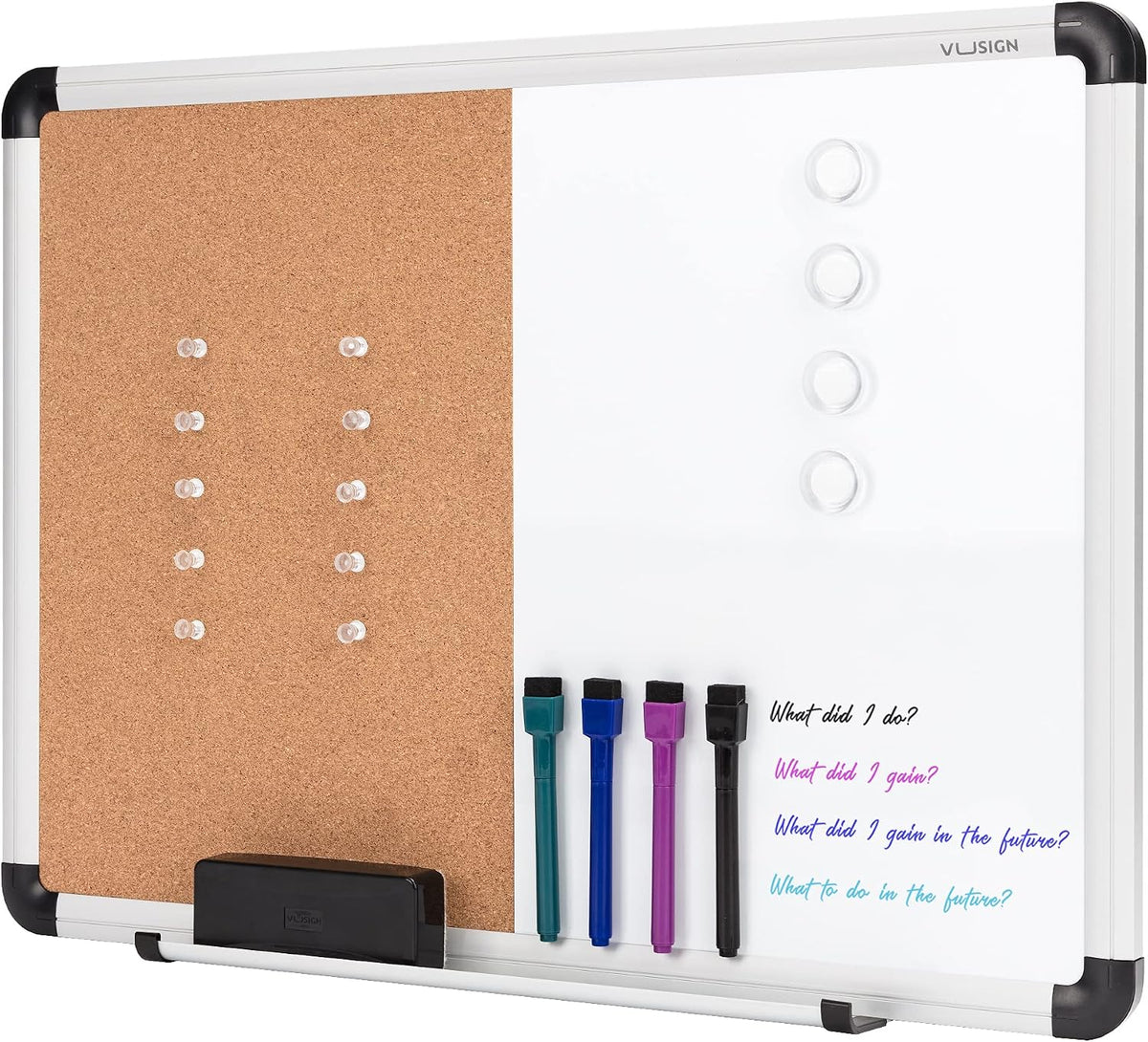 VUSIGN White Board and Cork Board Combination, 17" x 23"