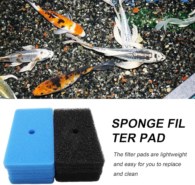 MDEOOSKY 4 Sets Pond Filter Sponge Pads, Coarse and Fine Filter Media