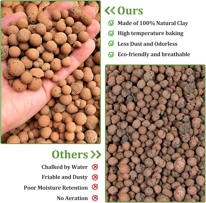 Riare 2LBS Expanded Clay Balls Terrarium Substrate for Reptiles - 100% Organic Lightweight Clay Pebbles Substrate Frogs False Bottom Substrate, Bioactive Terrarium Substrate for Drainage and Moisture