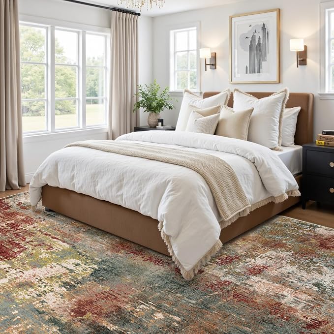 RELEANY Washable Area Rugs 5'x8' Non-Slip Modern Abstract Soft