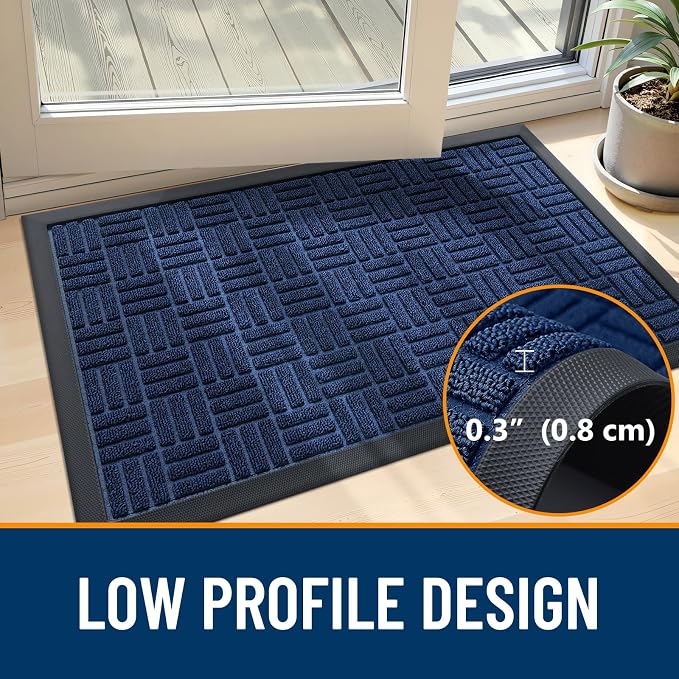 OLANLY Front Door Mat Outside Entrance 59x23, Heavy Duty Sturdy Natural Rubber