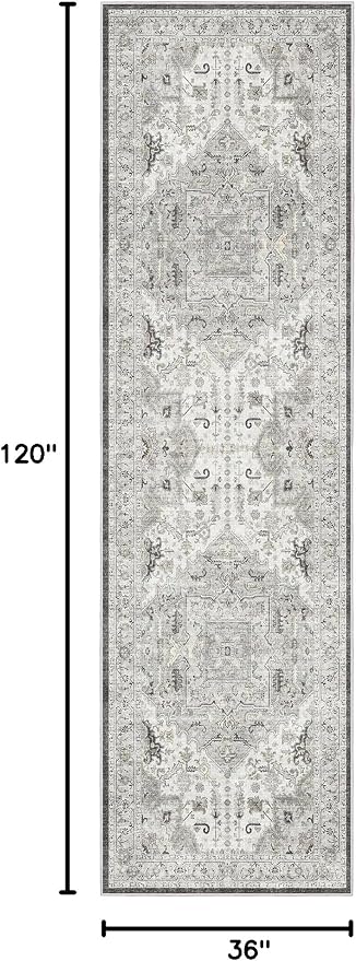 Madane Hallway Rug 3x10, Kitchen Rugs Washable Entryway Rug Vintage Kitchen