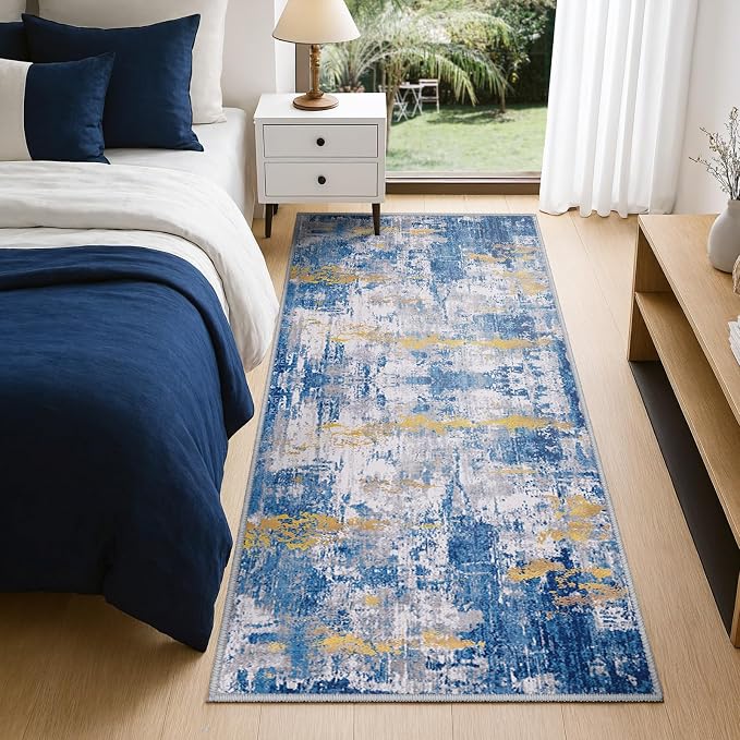 RELEANY Washable Area Rugs 2'x8' Non-Slip Modern Abstract Soft
