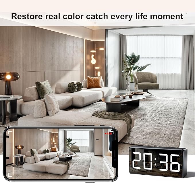 4K WiFi Camera Clock 5G Indoor Security Nanny Cam for Baby Monitor, Dog with Motion Detection, Night Vision