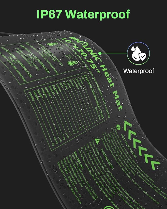 BN-LINK Seedling Heat Mat with Thermostat Controller Combo Set, 10" x 20.75" Plant Heating Mat for Seed Starting with Temperature Control for Indoor Growing, Plants Germination