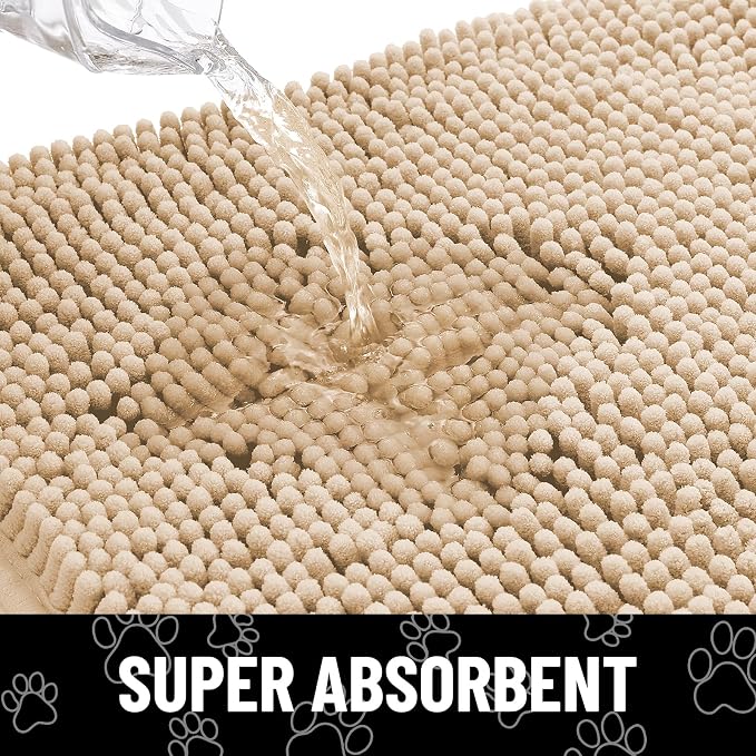 Smiry Dog Door Mat for Muddy Paws, Absorbent Dirt Trapper Non Slip Quick Dry