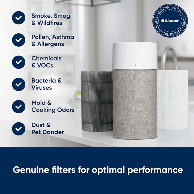 BLUEAIR Blue Pure 411 Auto, 411+ Genuine Replacement Filter, Particle and