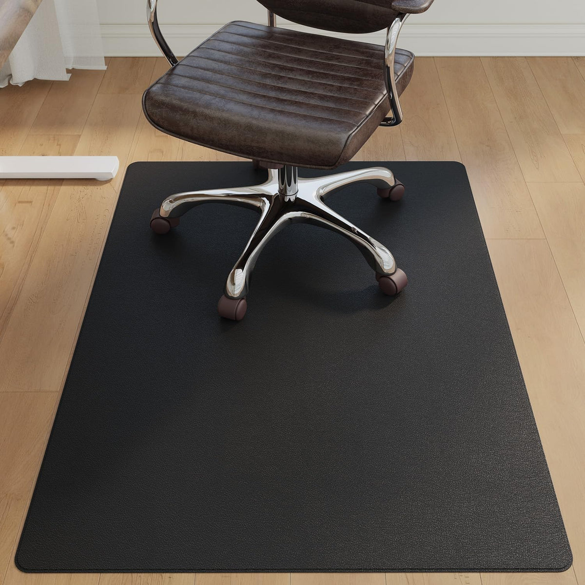Color&Geometry Anti Scratch Ultra Thin Leather Chair Mat for Hard Floor Protection 36"x47"- Waterproof, Non-Slip, Noise Reduce, Easy Clean Home Office Floor Rug for Under Desk, Black (Rolled Packed)