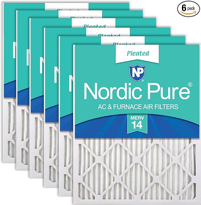 Nordic Pure 20x25x1 Pleated MERV 14 Air Filters 6 Pack
