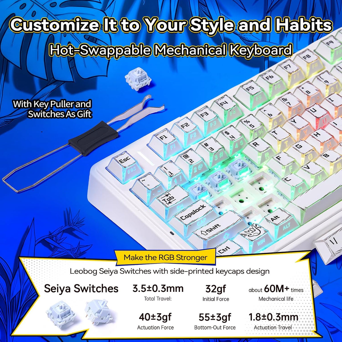 Aula F75 Mechanical Keyboard,Wireless Creamy Gaming Keyboard with Knob
