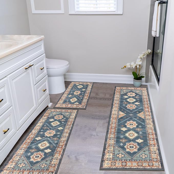 HEBE Boho Kitchen Rug Sets 3 Piece