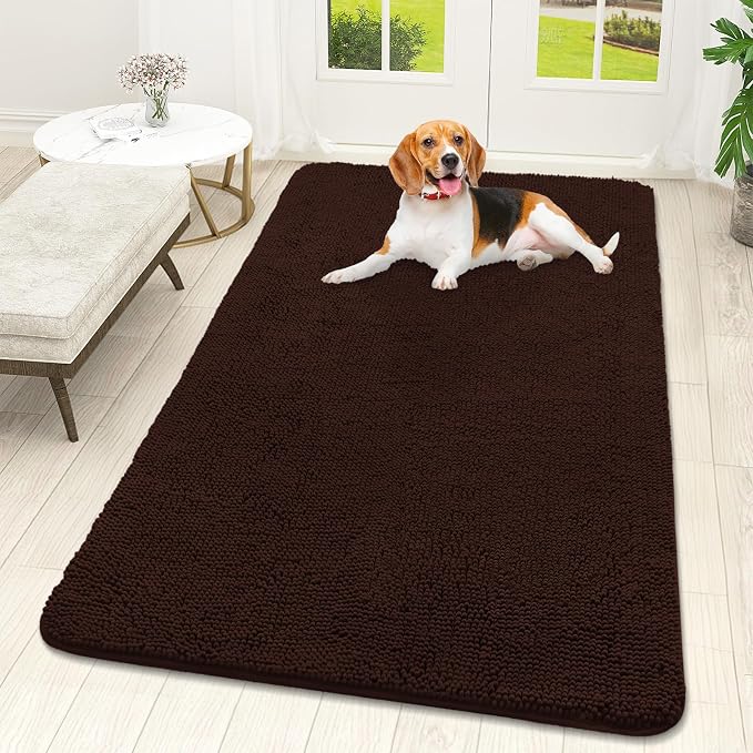 OLANLY Dog Door Mat for Muddy Paws 59x32, Absorbs Moisture and Dirt, Absorbent