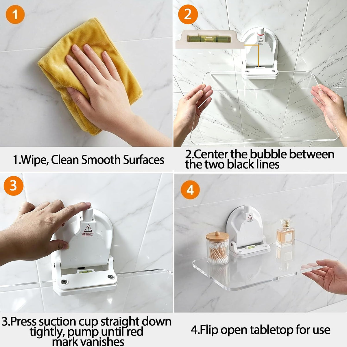 Suction Cup Foldable Shelf, No Trace Wall Mounted Floating Shelf