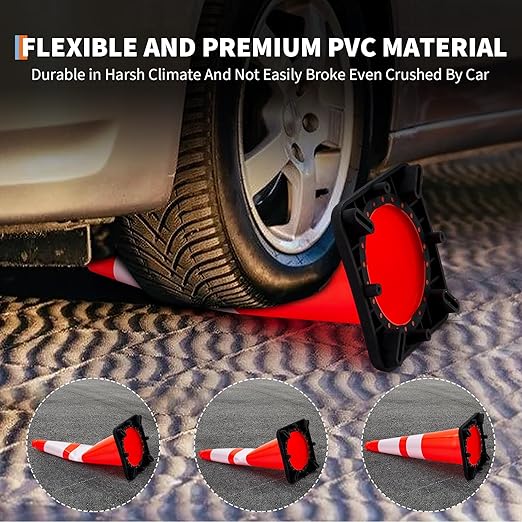 Traffic Cones 28", ExploreHorizon 10 PCS Safety Cones, PVC Orange Safety Road Parking Cones with 2 Reflective Collars,Hazard Construction Cones for Home Traffic Parking