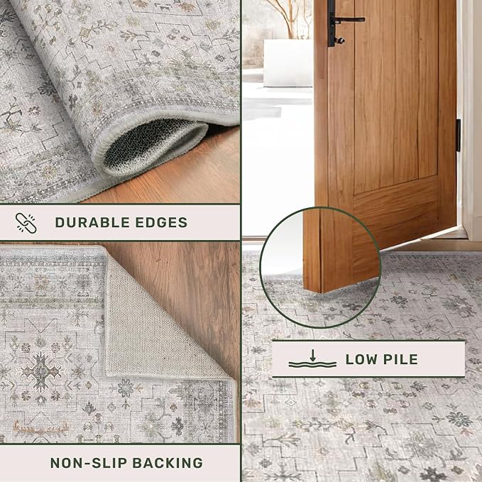 Light Grey 3x6 Large Boho Bathroom Rug