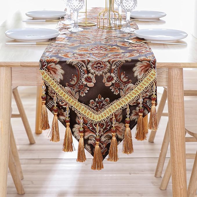 Luxury Vintage Table Runner Embroidery Jacquard Fabric