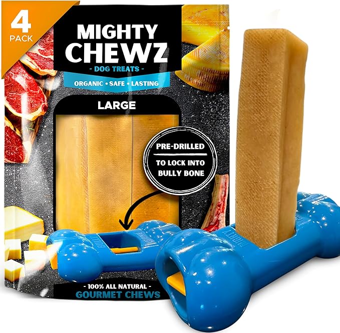 Yak Chew Holder Pack, Large (4 Pieces) - Includes Yak Cheese Holder for Safe, Secure and Smarter Chewing. Also a Bully Stick Holder Too!