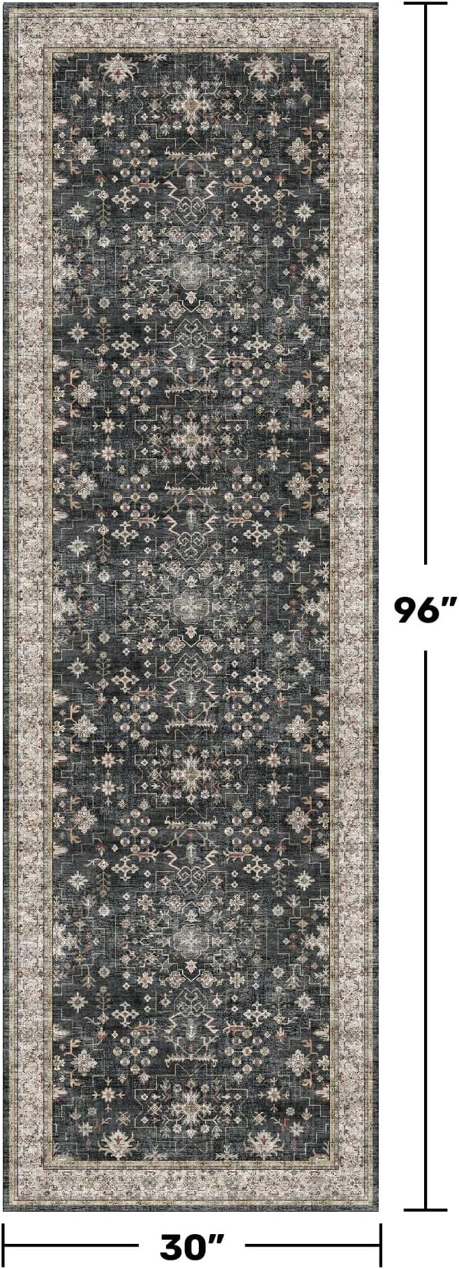 Dark Washable Long Runners for Hallways, Entryway Indoor Rug, Non Slip Rubber