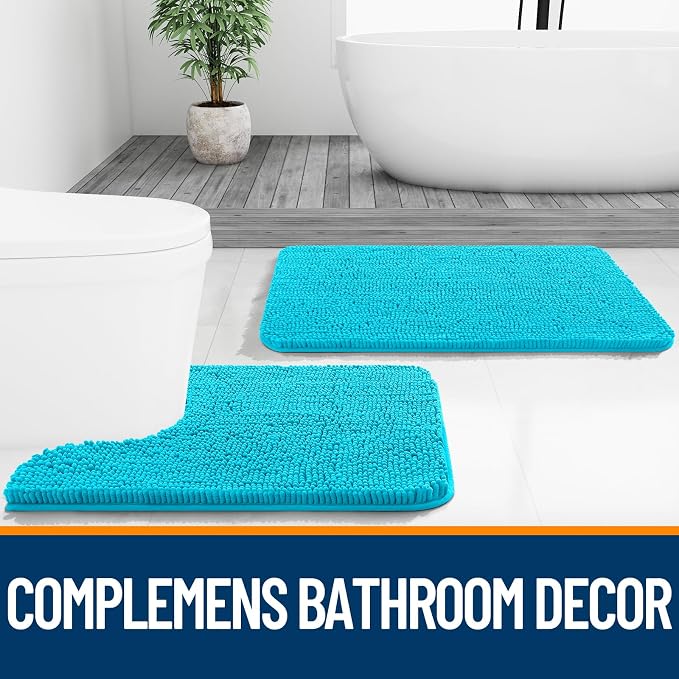 OLANLY Small Bathroom Rugs 24x16, Extra Soft Absorbent Chenille Bath Rugs