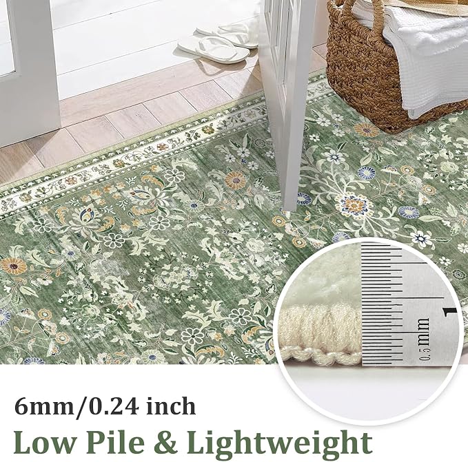 Yamaziot Washable Runner Rug 3x8 – Large Floral Non Slip Boho Hallway Runner Rug