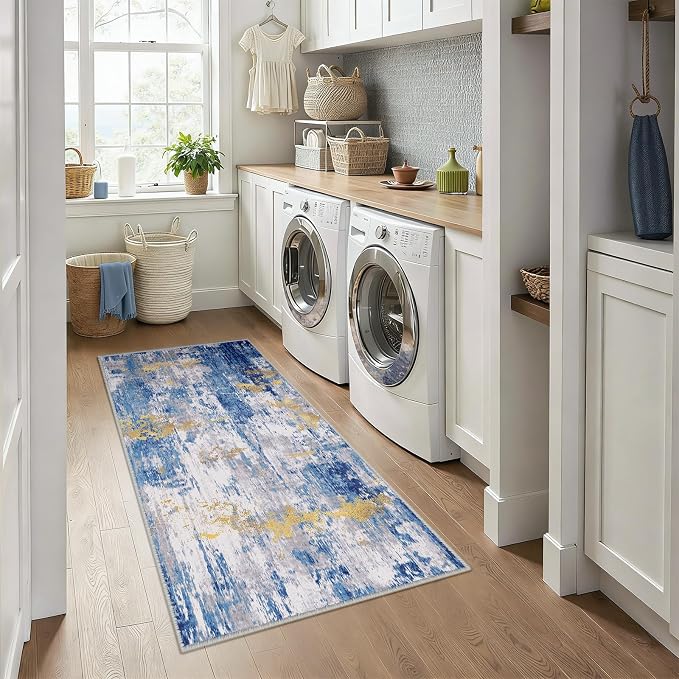 RELEANY Washable Area Rugs 3x6 Non-Slip Modern Abstract Soft