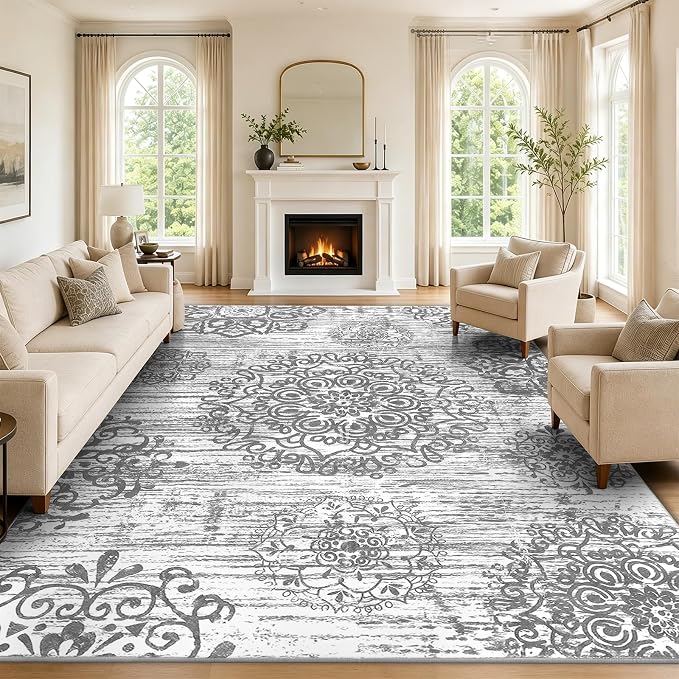 HEBE Area Rugs for Living Room 9'x12', Washable Non Slip Boho Bedroom Rug