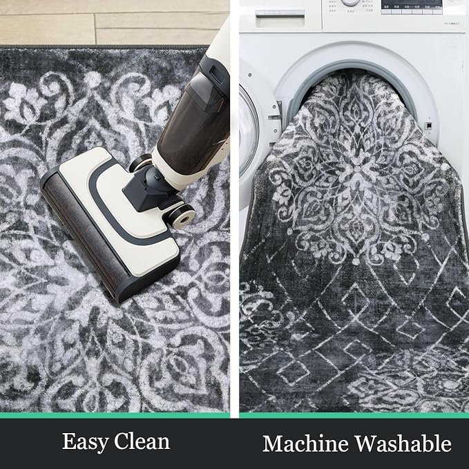 HEBE Hallway Runner Rug 2'8''x14' Washable Vintage Distressed Area Rugs Non
