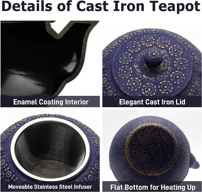 33.8oz Small Cast Iron Tea Kettle
