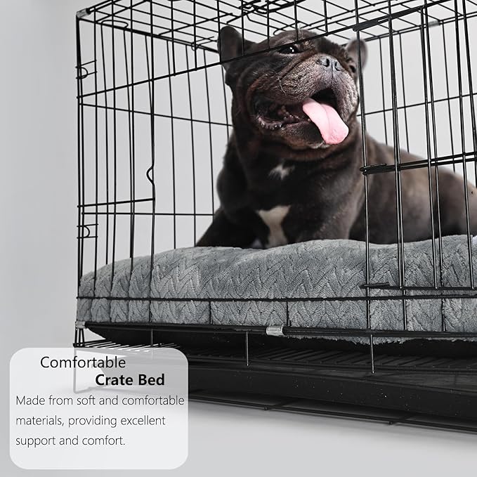 Small Dog Bed for Crate Washable Dog Crate Mat for Dog Cages 24 inch Dog Crate Bed Dog Mats for Sleeping,Up to 25 lbs Soft and Fluffy Crate Pillow Dog Floor Mat Tire Printing Grey S.
