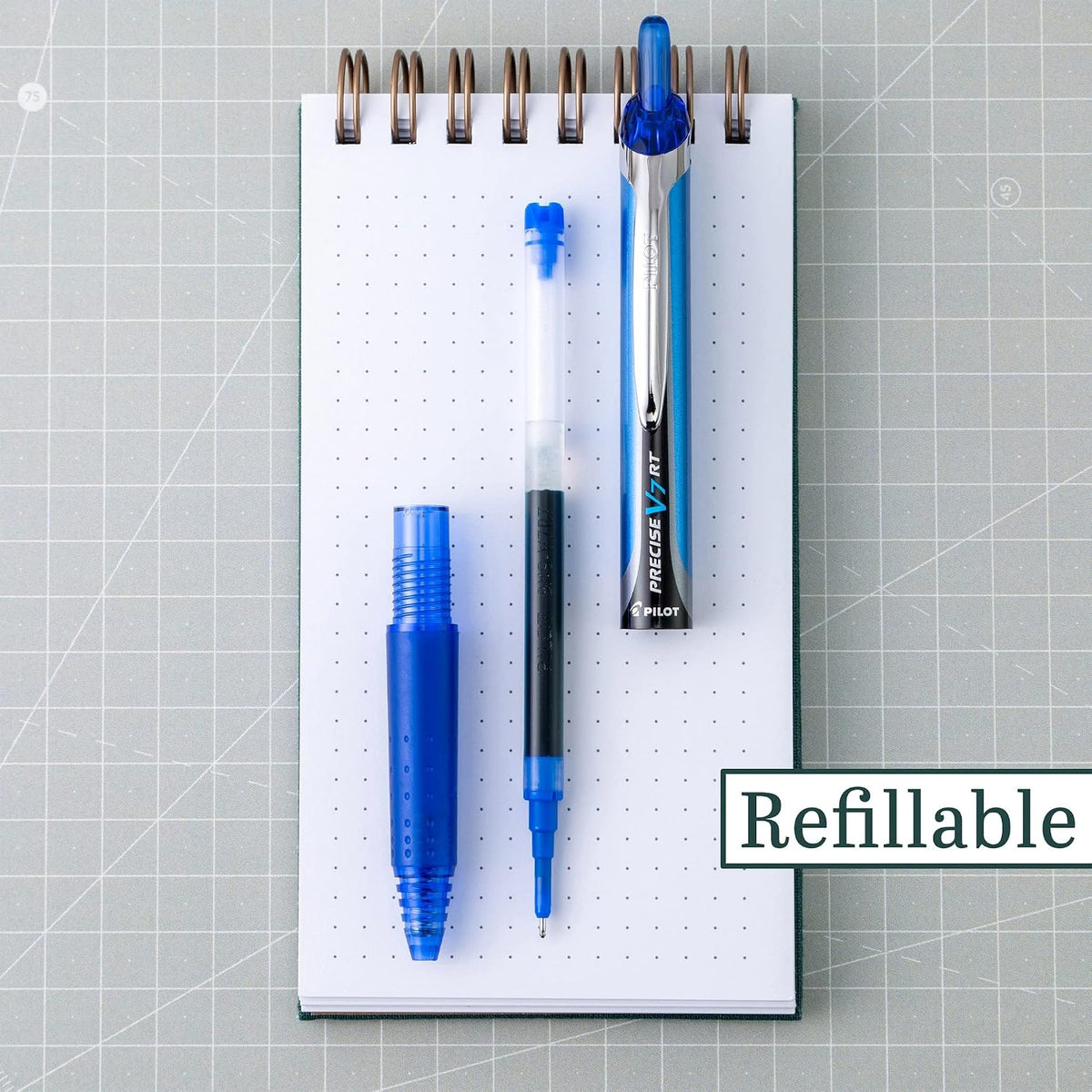 Pilot Precise V7 RT Refillable & Retractable Liquid Ink Rollerball Pens, Blue Ink Pens, Fine Point (0.7 mm), 14-Pack - Ideal for School, Journaling, and Office Writing