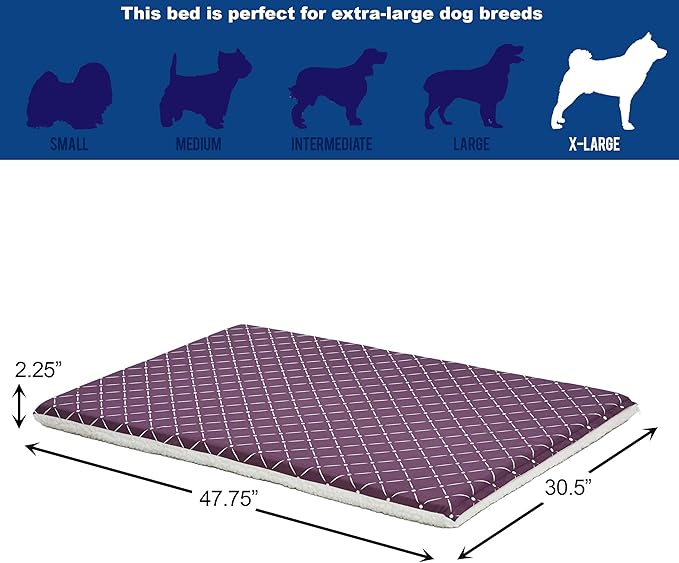 MidWest Homes for Pets Quiet Time Couture Paxton Pet Bed in Plum Fleece with Pillow Cover, Plum, 48"