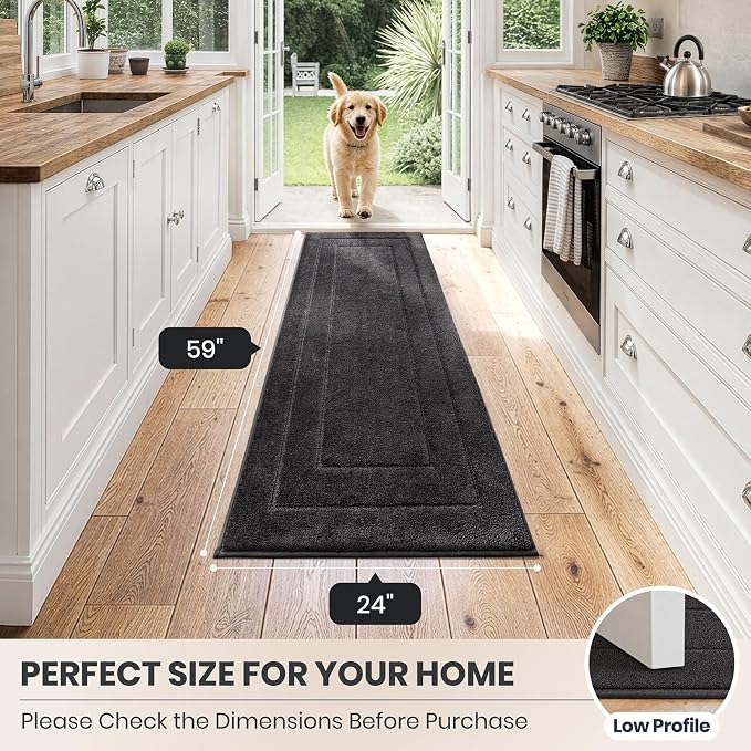 PURRUGS Dirt Trapping Door Mat 24" x 59", Non-Slip/Skid Machine Washable