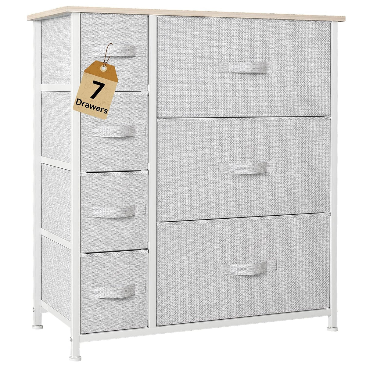 DWVO Dresser for Bedroom, 7 Drawers Fabric, Light Gray