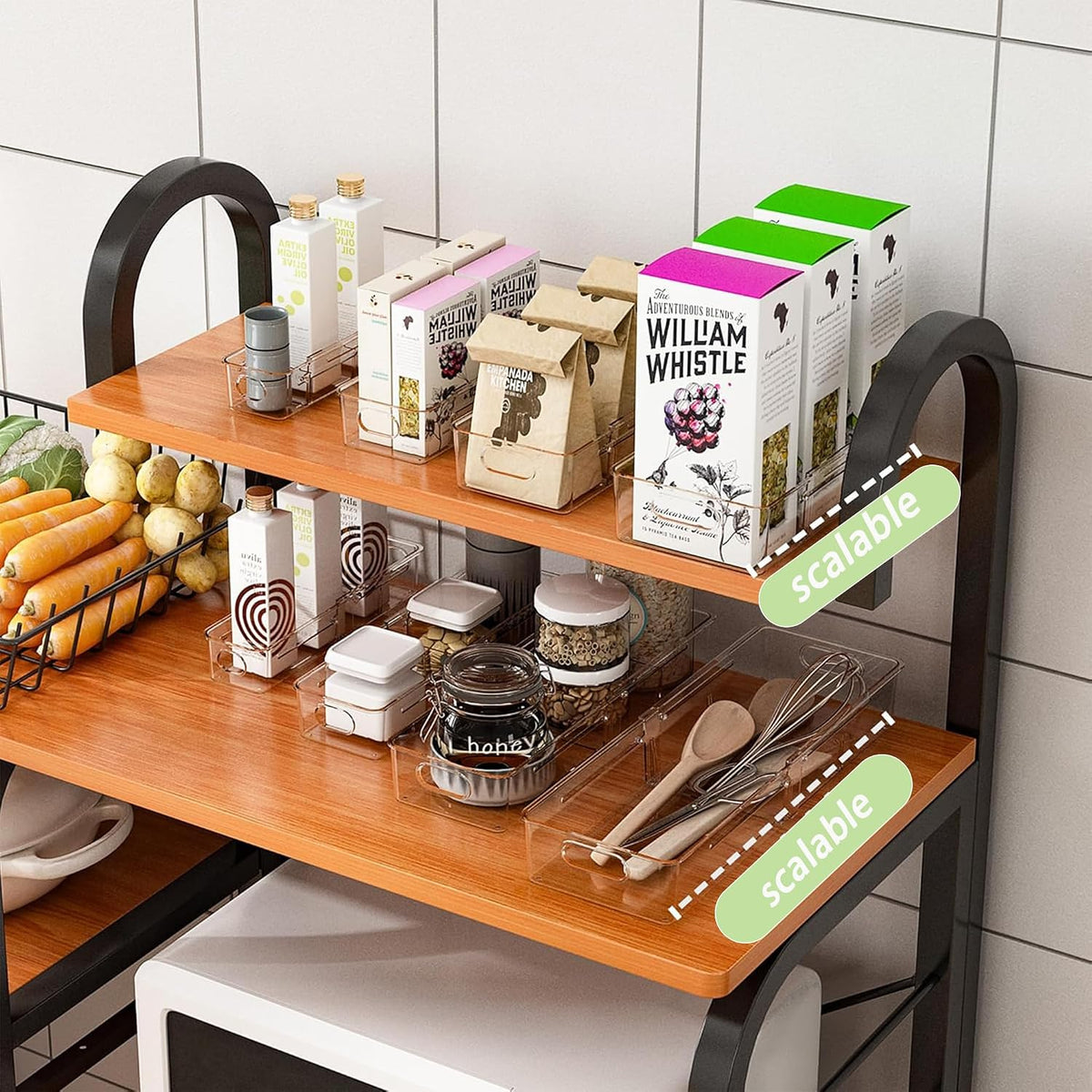 BLULEE 4-in-1 Expandable Drawer Organizer Set, Adjustable Clear Bins (4 Pack)