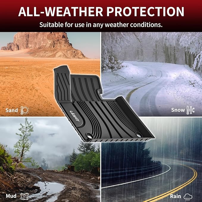 LASFIT Floor Mats for Hyundai Santa Fe 2021 2022 2023 (Only Fit Gas, Not Fit Hybrid or PHEV), All Weather TPE Custom Fit Car Floor Liners 1st & 2nd Row Mats Accessoires, Black