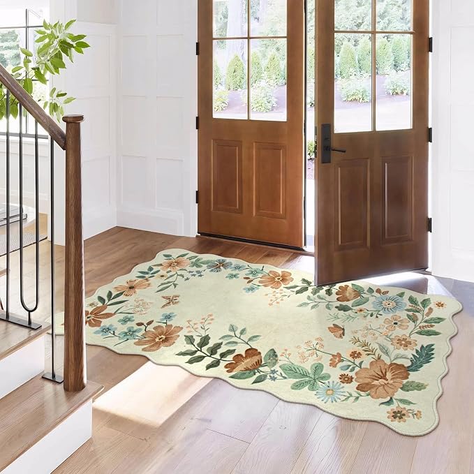 Lahome Floral Entryway Rug, 2x4 Washable Kitchen Rugs Non Slip Ultra-Thin
