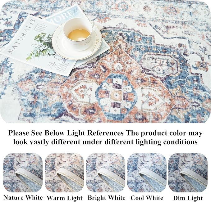 5x7 Living Room Area Rugs: Washable Non-Slip Stain Resistant Rug