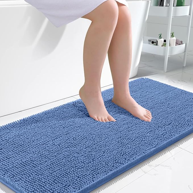 OLANLY Large Bathroom Rugs 50x30, Soft Absorbent Chenille Bath Rugs, Rubber