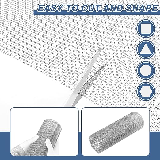 uxcell 14 Mesh 39" x 10" Woven Wire Mesh, 316 Stainless Steel Air Vent Filter