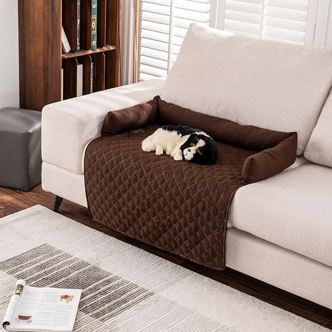 Dog Bed Cover & Couch Protector - Anti-Slip & Waterproof Pet Pad, Cozy Nest for Dogs, Ideal for Sofa, Bed & Car Seat Cushion - Furniture Protector Coffee S