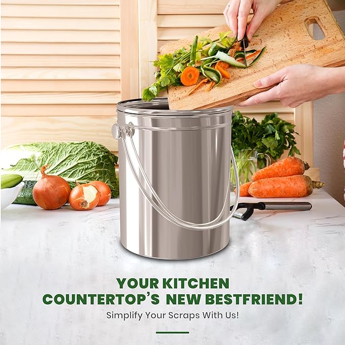 Utopia Kitchen Indoor Compost Bin Kitchen, Odorless Composting