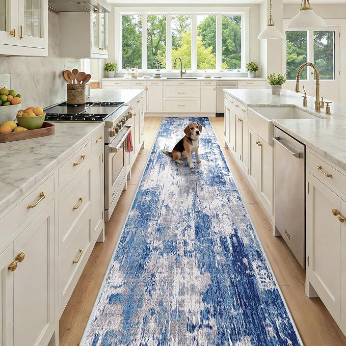 RELEANY Washable Area Rugs 2'6"x14 Non-Slip Modern Abstract Soft