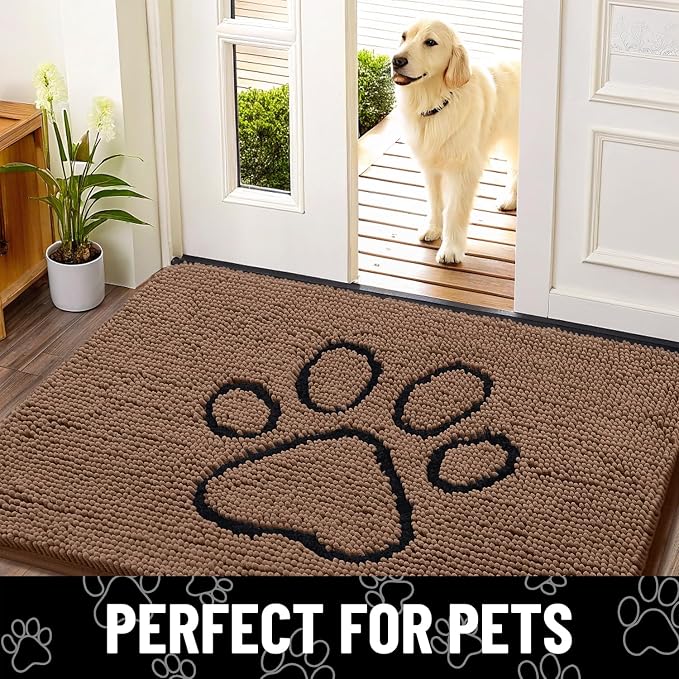 Smiry Dog Door Mat for Muddy Paws, Absorbent Dirt Trapper Non Slip Quick Dry