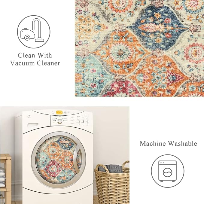 Lahome Moroccan Washable Kitchen Runner, 2x7 Runner Rug